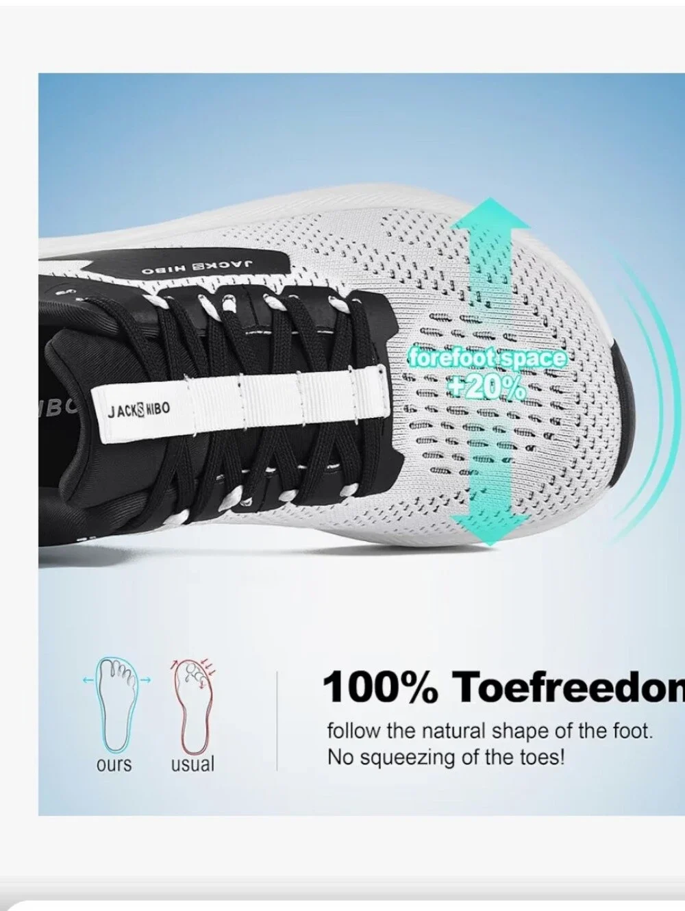 Jackshibo White and Black Athletic Running Shoe #61 - Picture 2 of 6